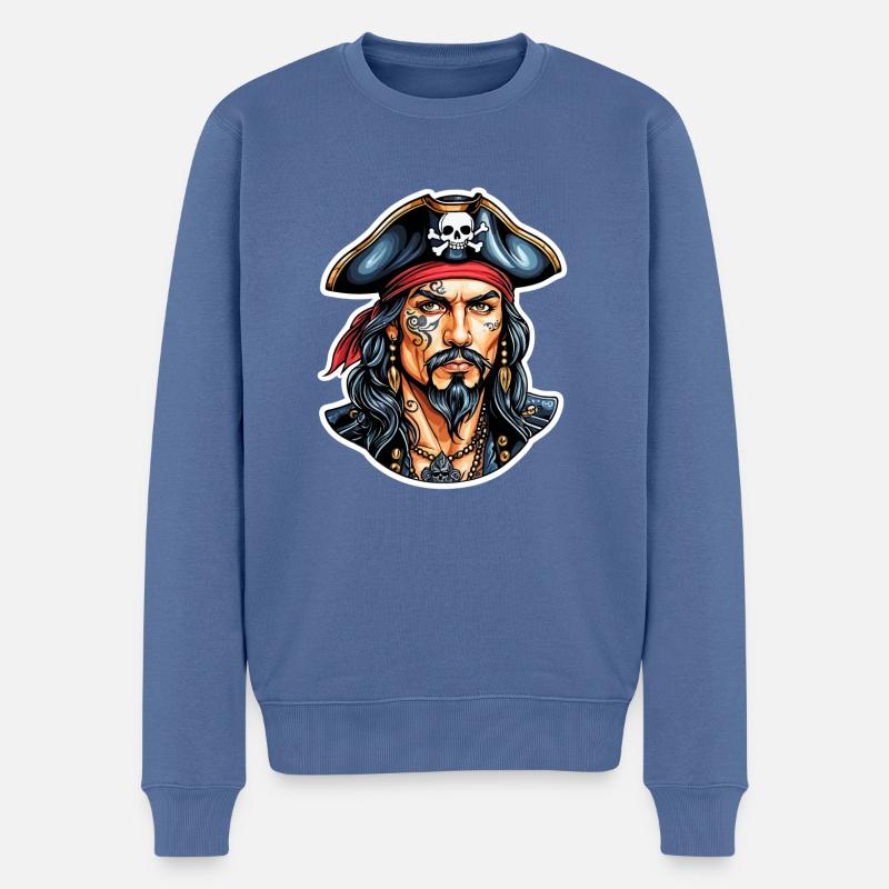 Pirate Style Néo Traditionnel - Pull Premium bio Homme - bleu pigeon