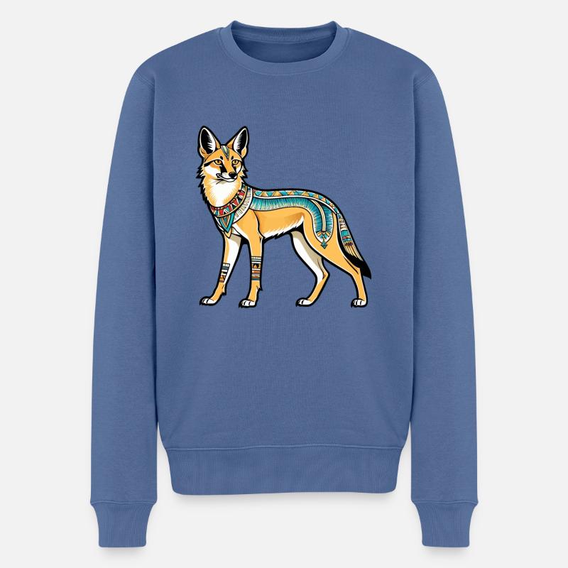 Chacal Égyptien Néo Traditionnel - Pull Premium bio Homme - bleu pigeon