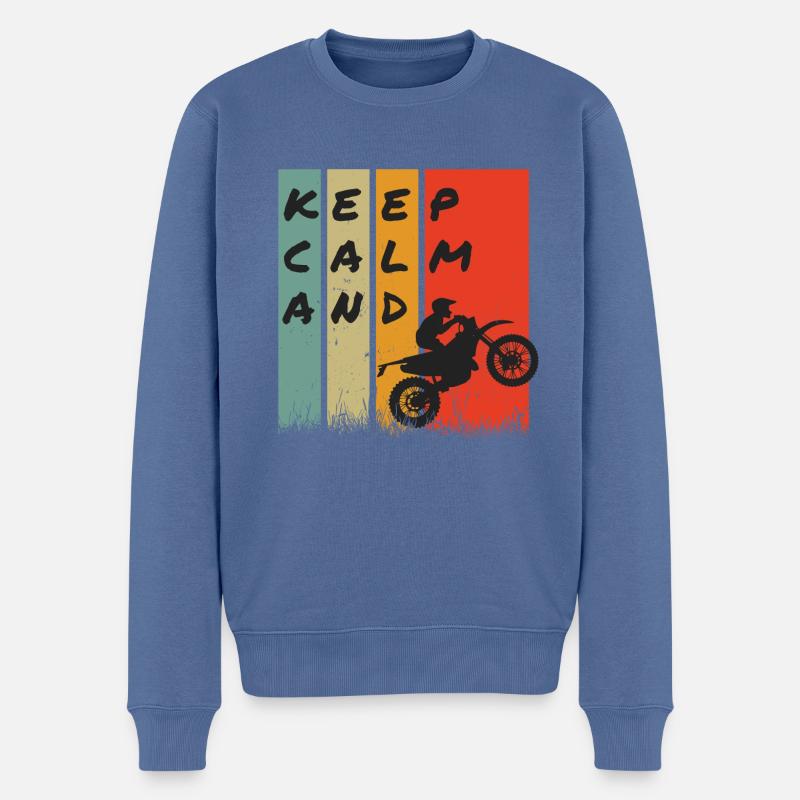 KEEP CALM AND MOTOCROSS! - Männer Premium Bio Pullover - Taubenblau