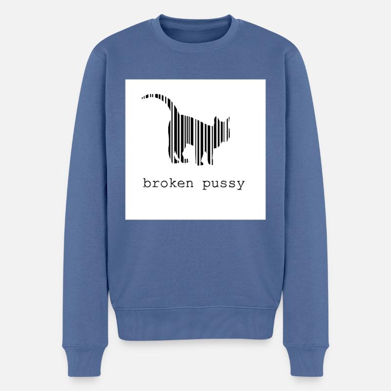 Broken Katze - Männer Premium Bio Pullover - Taubenblau