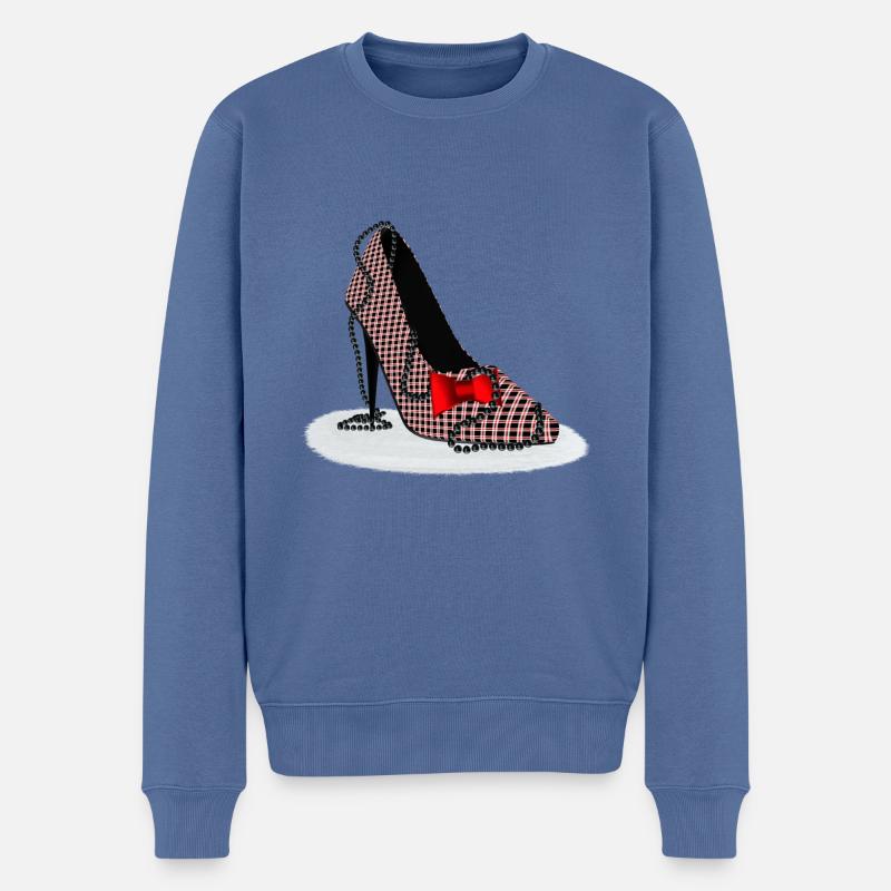 HighHeels – Schottisches Karomuster - Männer Premium Bio Pullover - Taubenblau