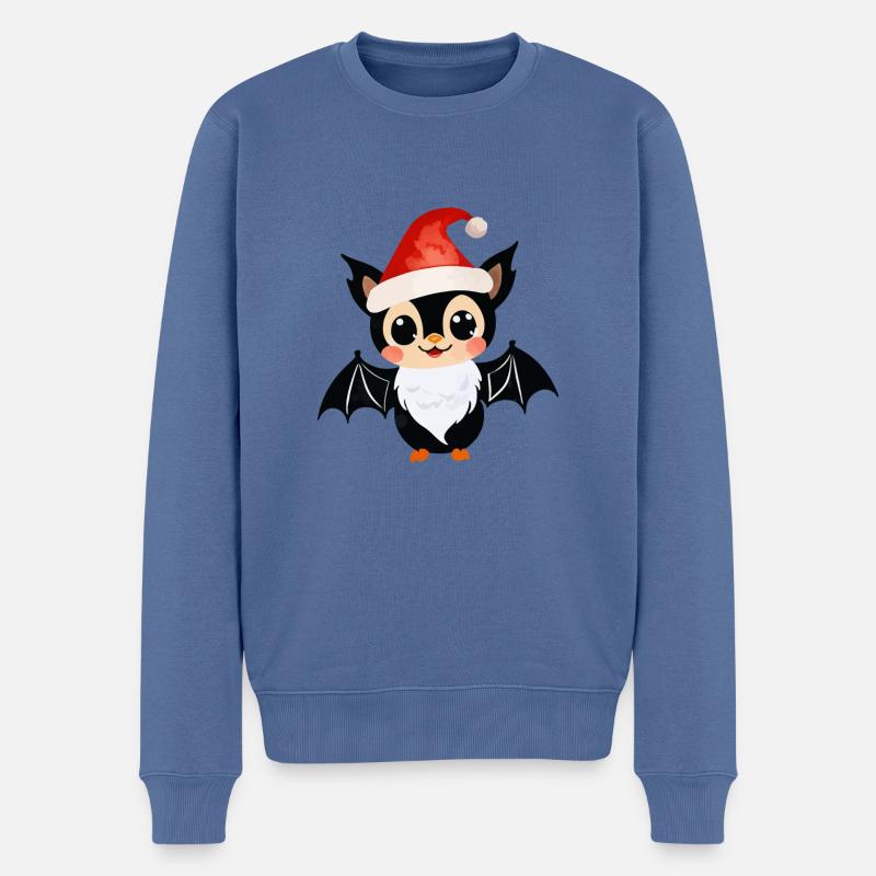 Fledermaus Weihnachten - Männer Premium Bio Pullover - Taubenblau