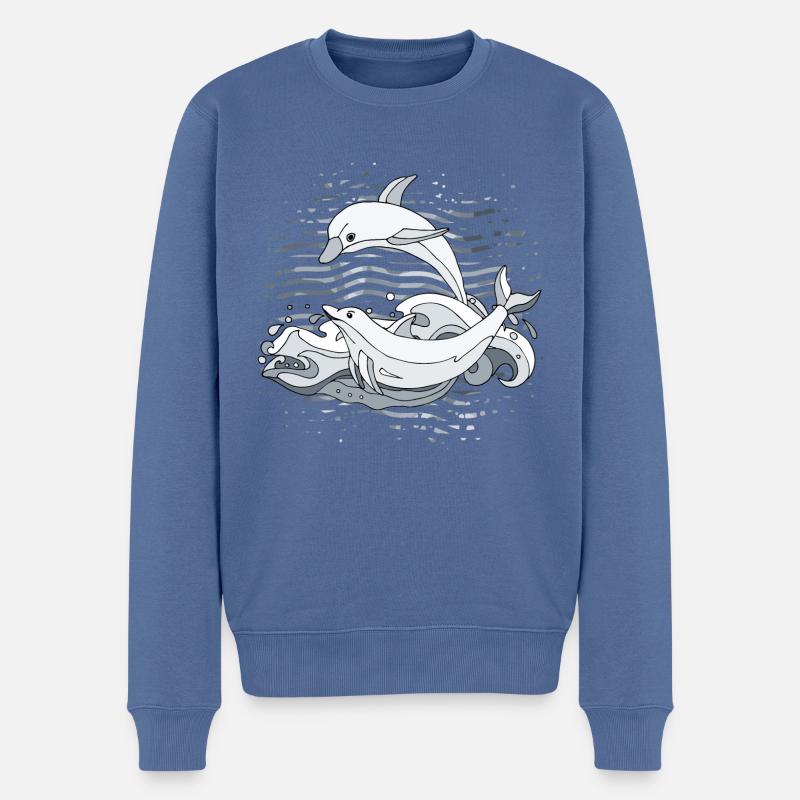 Dauphins - Pull Premium bio Homme - bleu pigeon