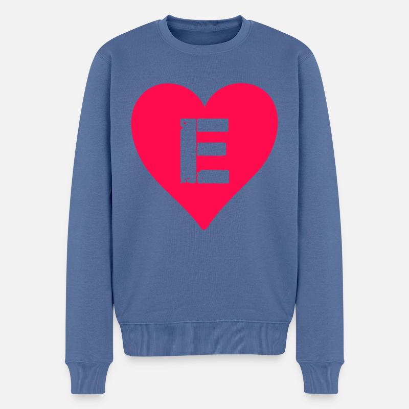 Lettre E du Coeur - Pull Premium bio Homme - bleu pigeon