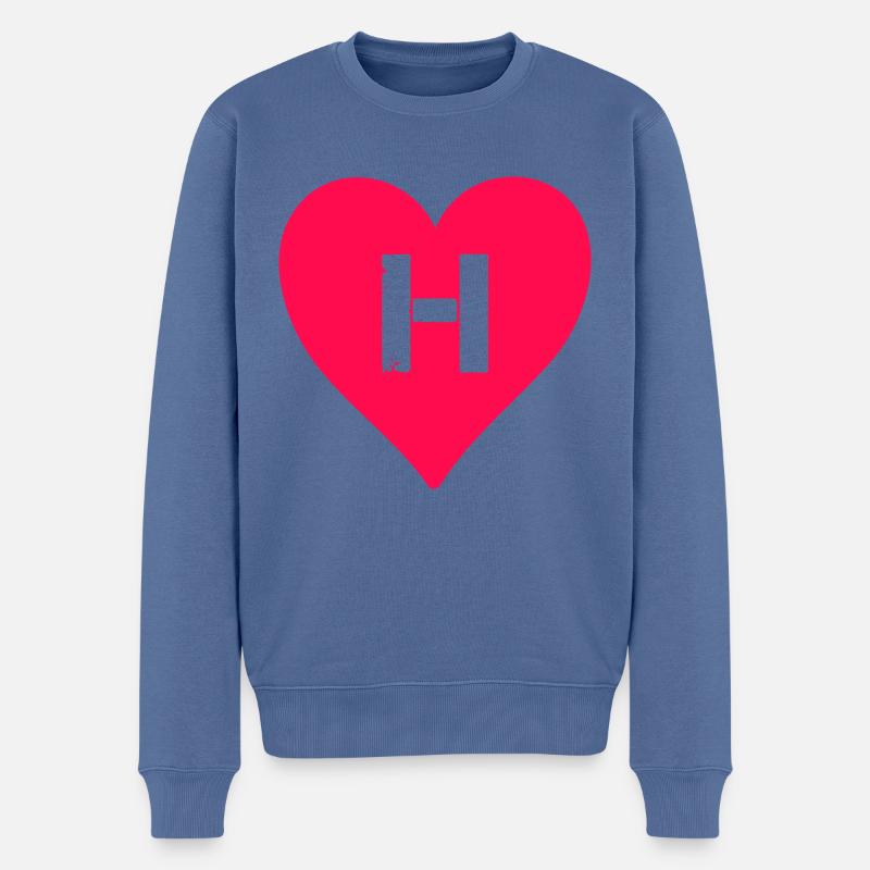 herz buchstabe h - Männer Premium Bio Pullover - Taubenblau