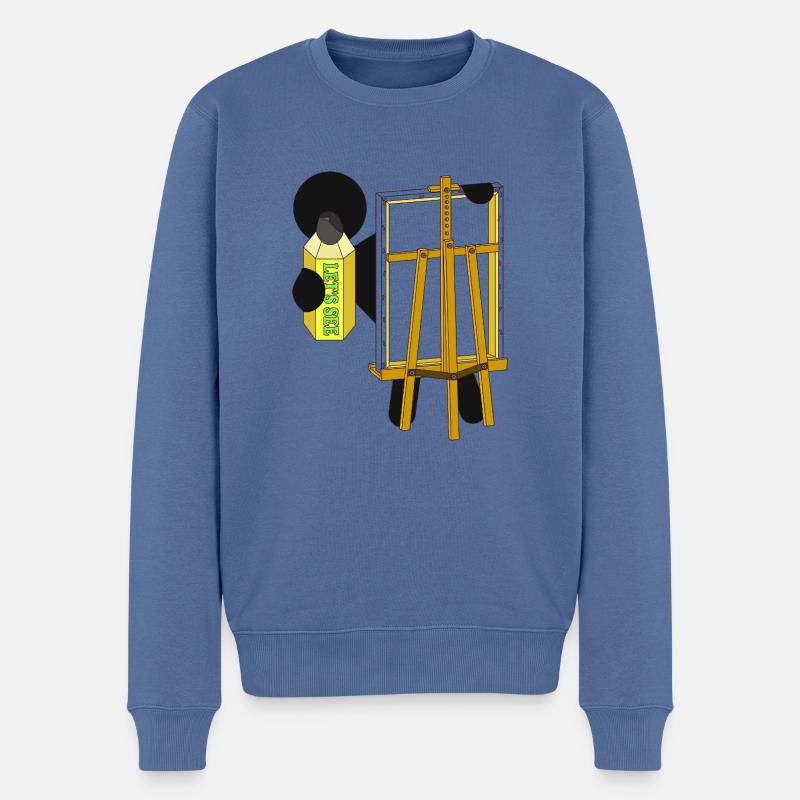 MAL SEHEN - Männer Premium Bio Pullover - Taubenblau
