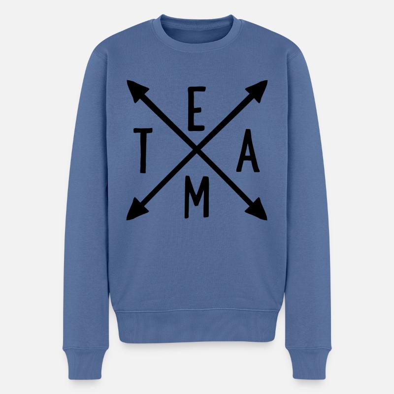 Team - Männer Premium Bio Pullover - Taubenblau