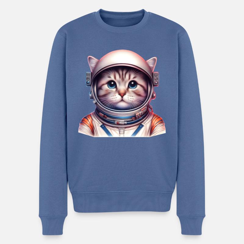 Space_cat - Pull Premium bio Homme - bleu pigeon