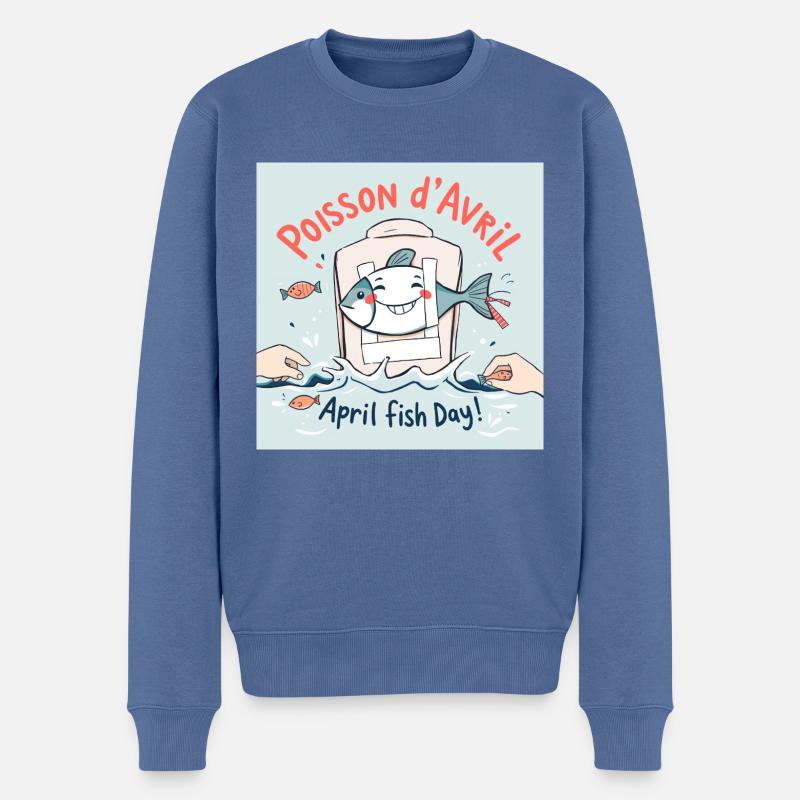 Poisson d’Avril ! - Pull Premium bio Homme - bleu pigeon