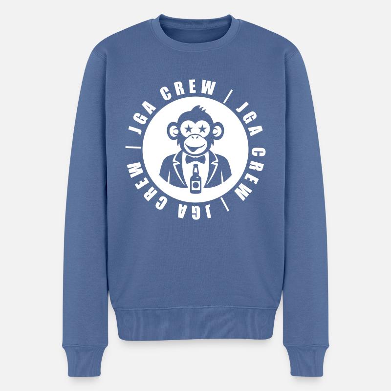 Bachelor Crew Monkey - Pull Premium bio Homme - bleu pigeon