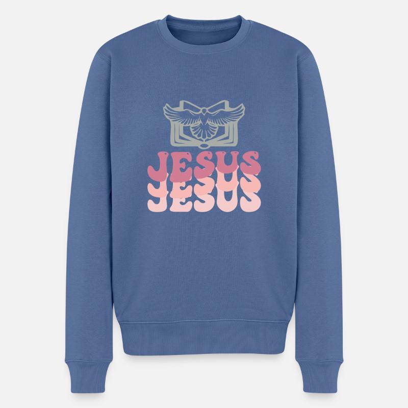 Jesus - Männer Premium Bio Pullover - Taubenblau