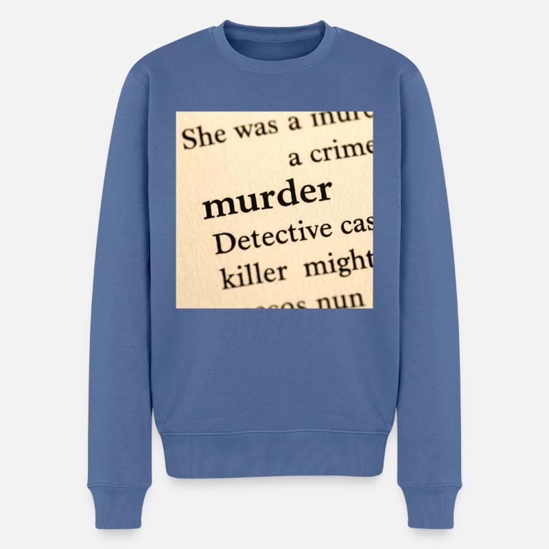 Nahaufnahme der Buchseite - Männer Premium Bio Pullover - Taubenblau