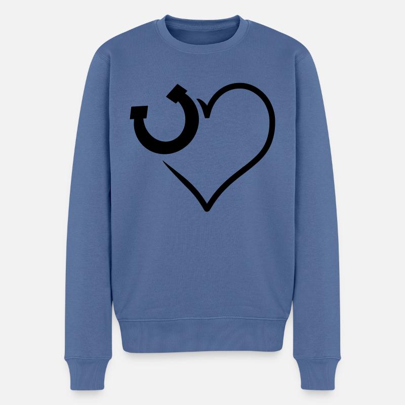 Hufeisen - Männer Premium Bio Pullover - Taubenblau