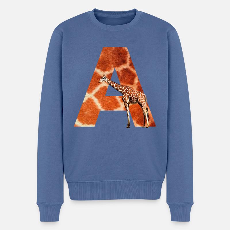 girafe a - Pull Premium bio Homme - bleu pigeon