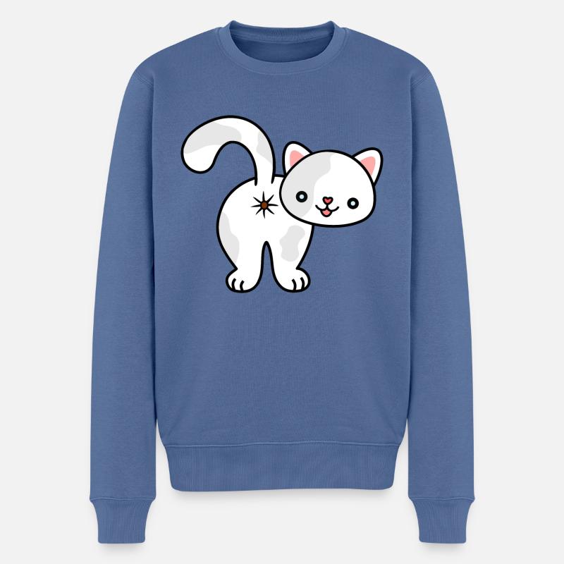Chaton par derrière, connard, chat, chaton, cul - Pull Premium bio Homme - bleu pigeon