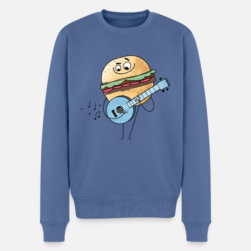 Burger Banjo - Männer Premium Bio Pullover - Taubenblau