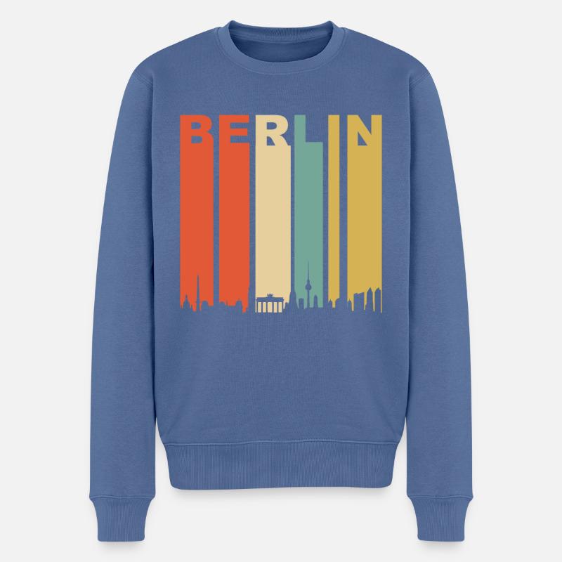 Skyline de Berlin - Pull Premium bio Homme - bleu pigeon
