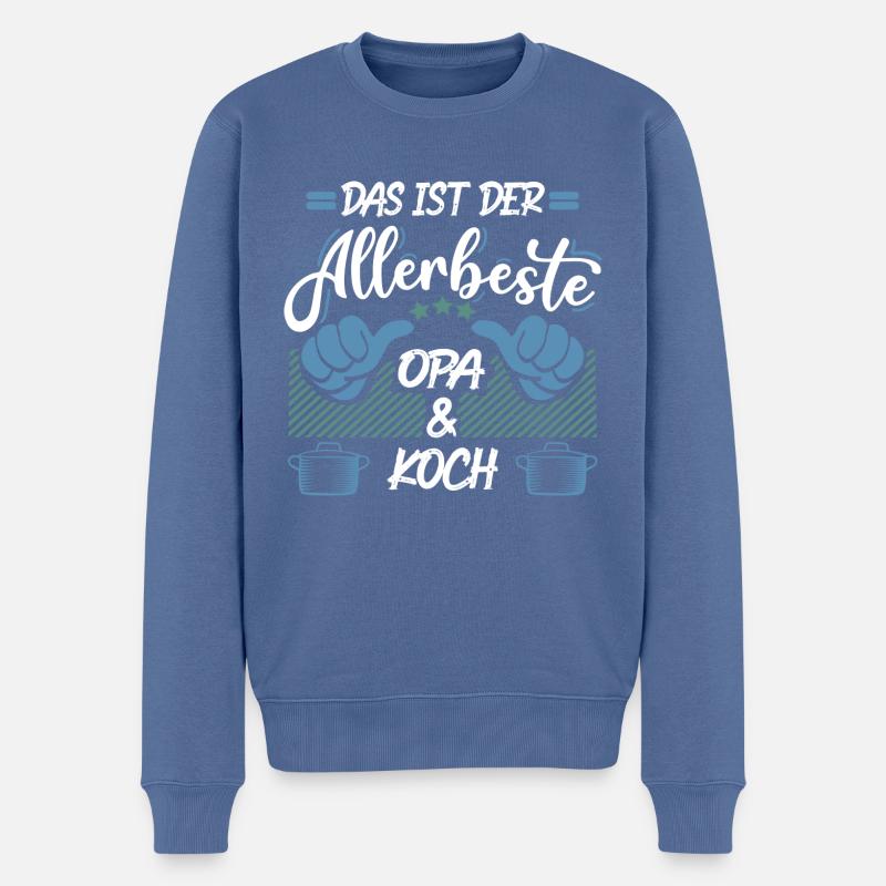 Bester Opa und Koch - Männer Premium Bio Pullover - Taubenblau