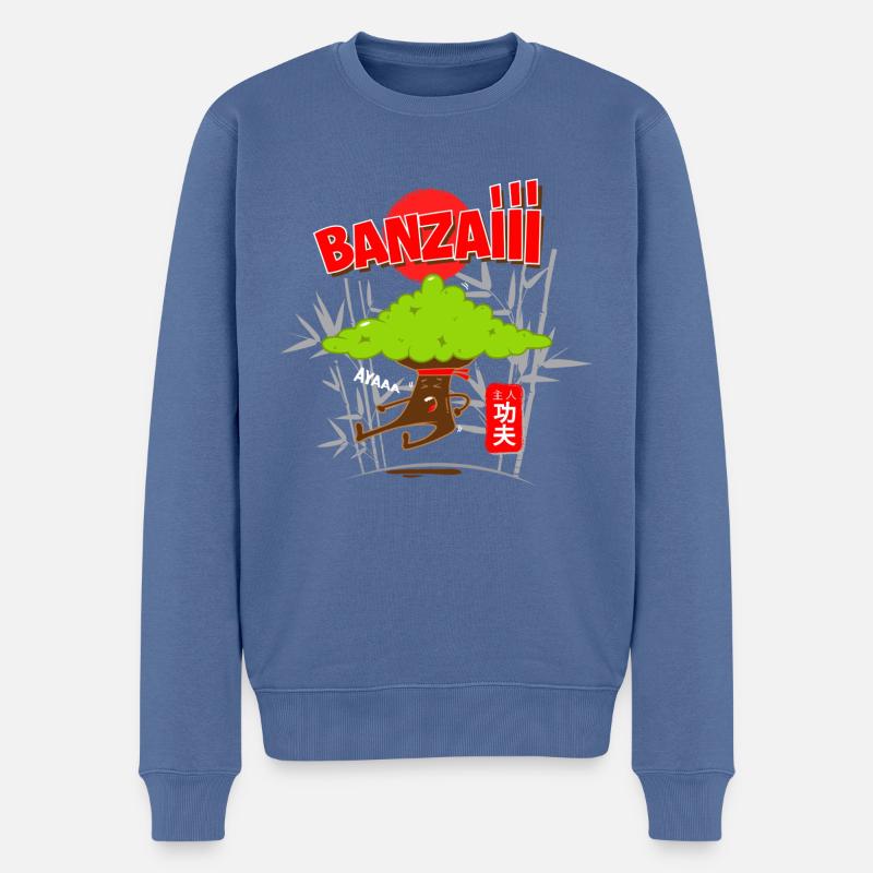 Banzai - Männer Premium Bio Pullover - Taubenblau