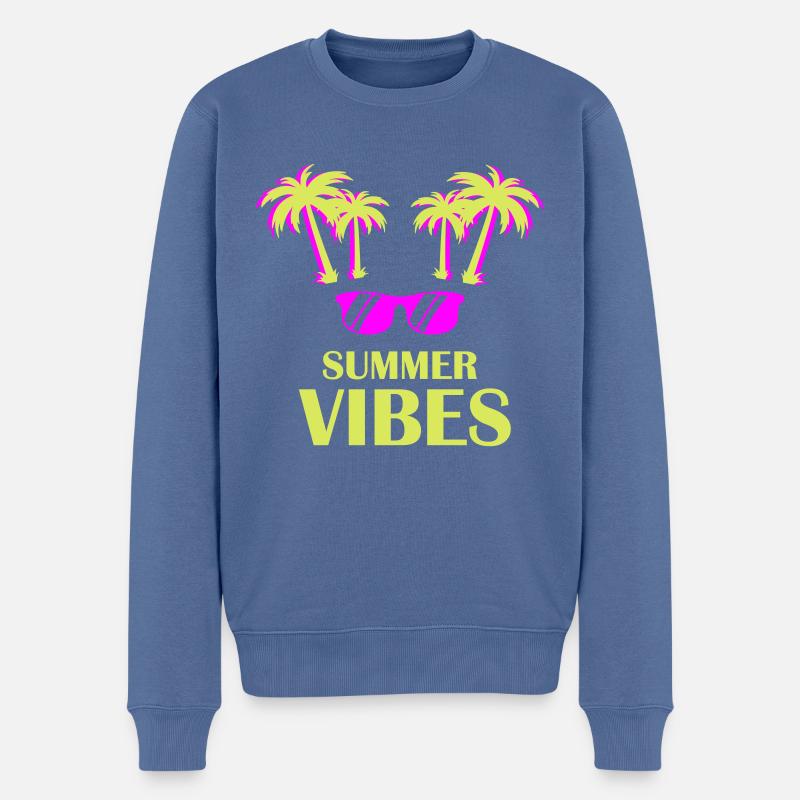 Summer Vibes - Männer Premium Bio Pullover - Taubenblau