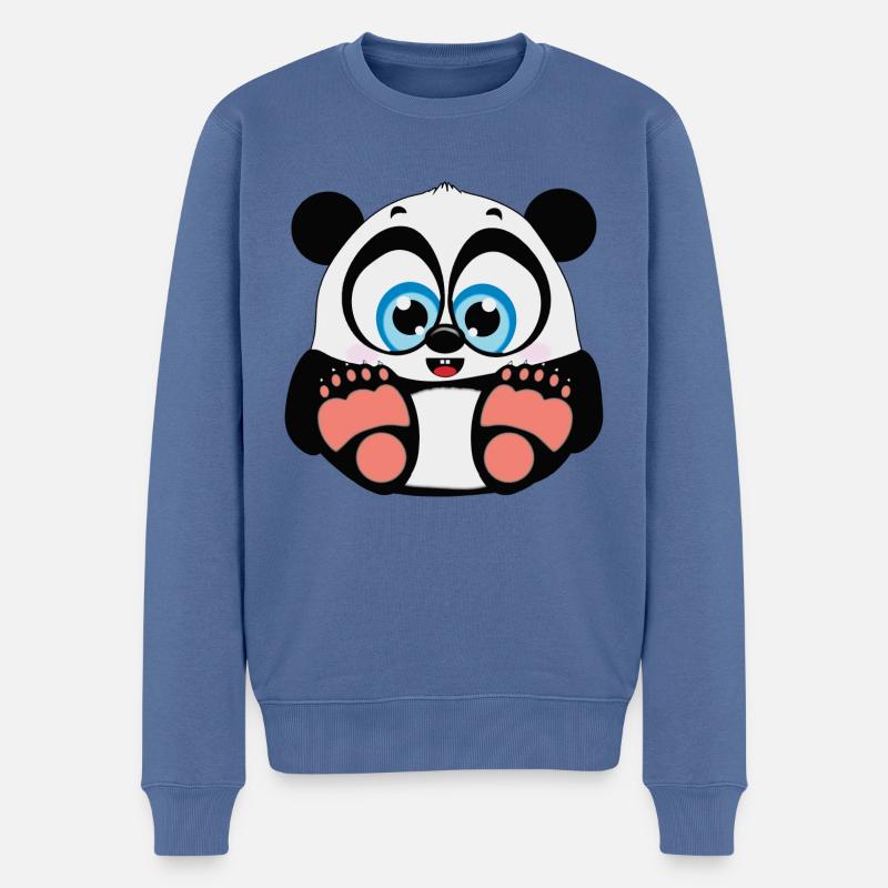 Percy Panda - Pull Premium bio Homme - bleu pigeon