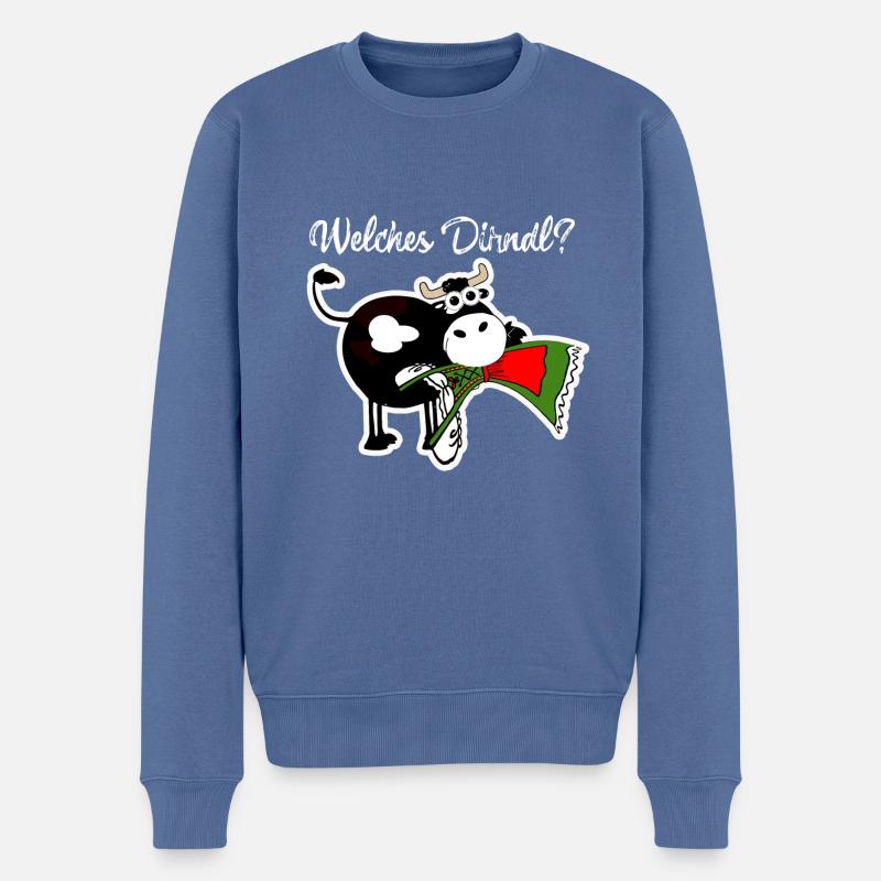 dirndl,welches dirndl,kuh, volksfest - Männer Premium Bio Pullover - Taubenblau