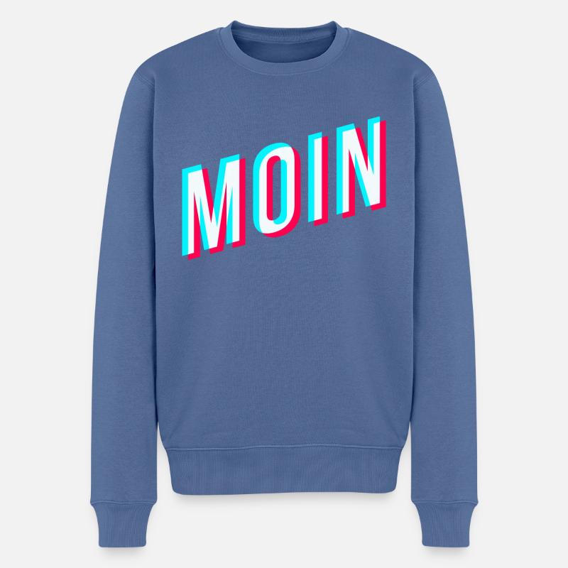 Moin | Glitcheffekt | Tiktok - Männer Premium Bio Pullover - Taubenblau