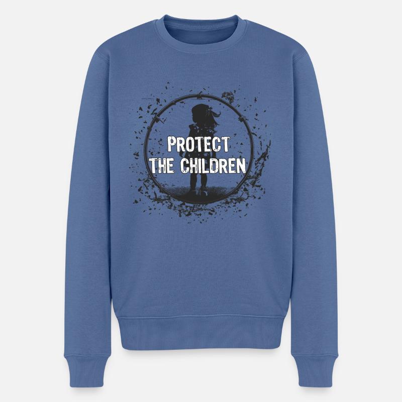 Kinderschutz Awareness Mädchen - Männer Premium Bio Pullover - Taubenblau