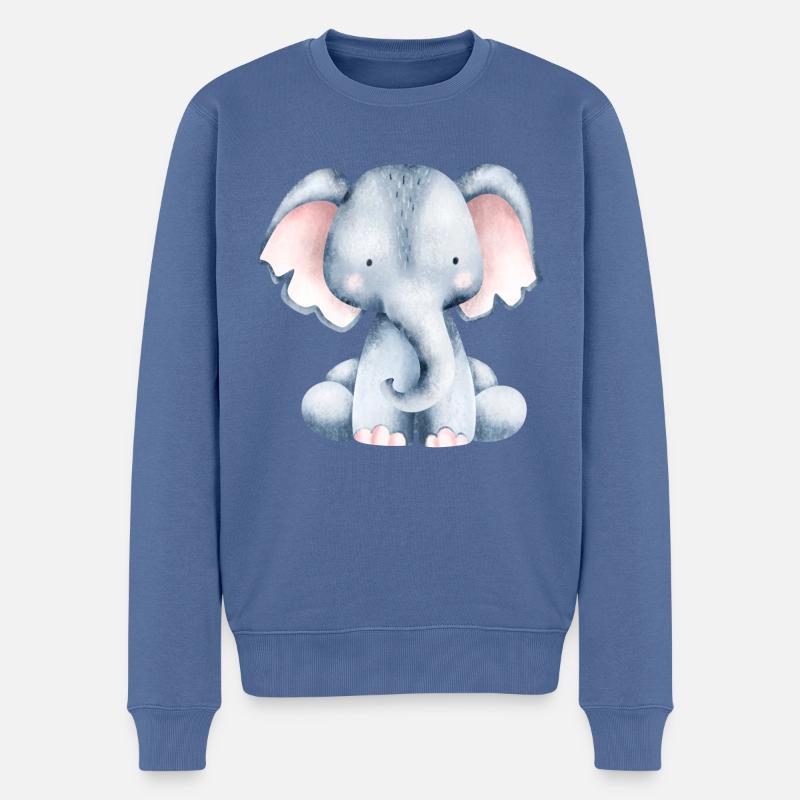 Mignon petit éléphant - Pull Premium bio Homme - bleu pigeon