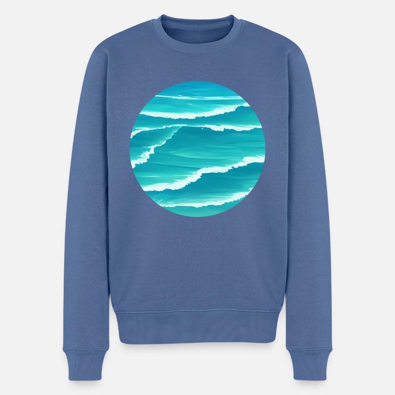 Ocean Waves - Männer Premium Bio Pullover - Taubenblau