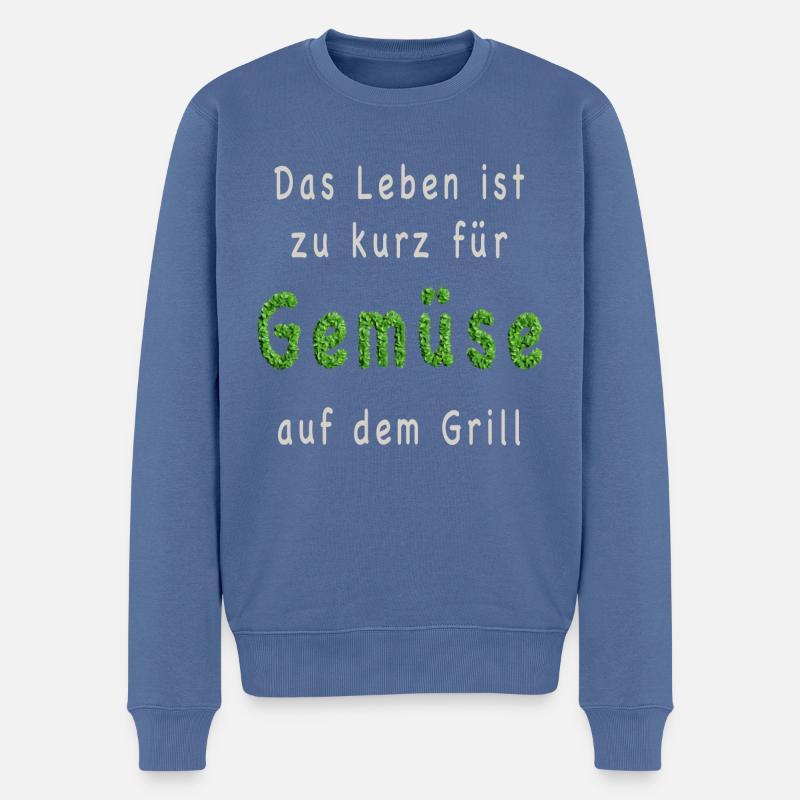 Das Leben - Männer Premium Bio Pullover - Taubenblau