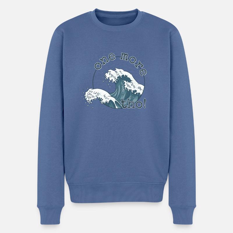 One More Wave Tho! Japanische Welle Surf Vibes - Männer Premium Bio Pullover - Taubenblau