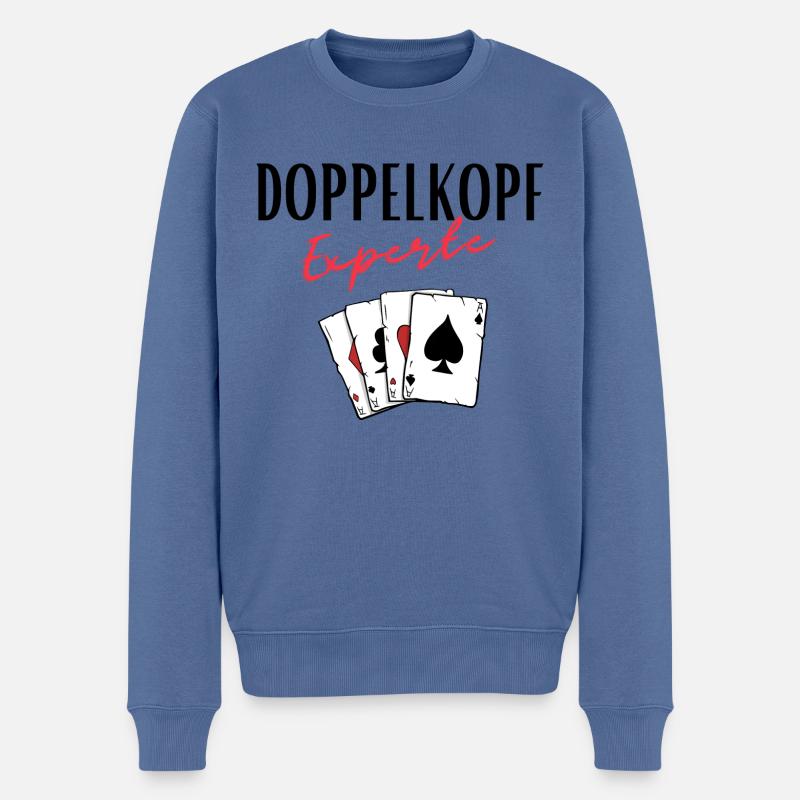 Doppelkopf Experte - Männer Premium Bio Pullover - Taubenblau