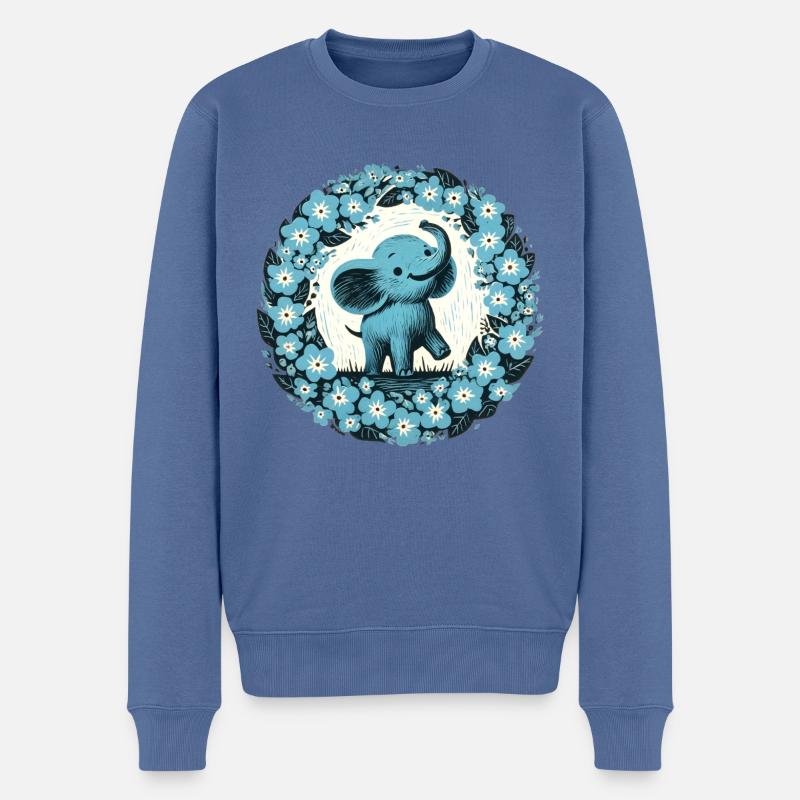 Éléphant - Pull Premium bio Homme - bleu pigeon