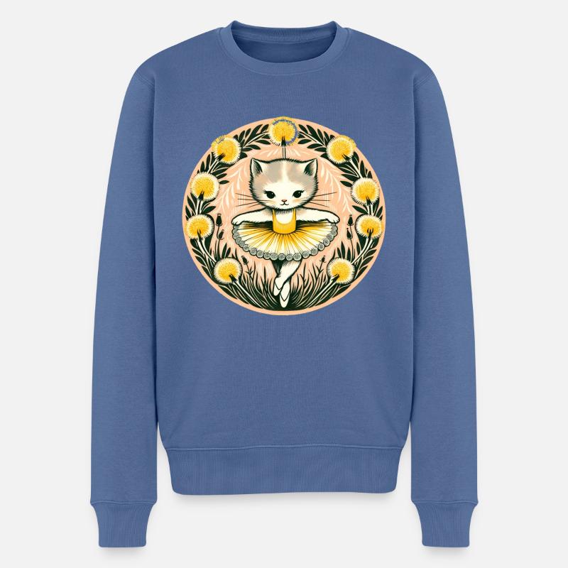 Ballerina Kätzchen - Männer Premium Bio Pullover - Taubenblau