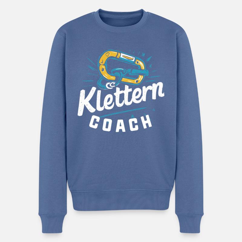 Klettern-Karabiner-Coach - Männer Premium Bio Pullover - Taubenblau