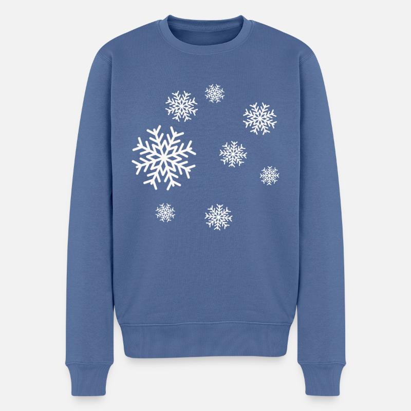 Schneeflocken - Männer Premium Bio Pullover - Taubenblau