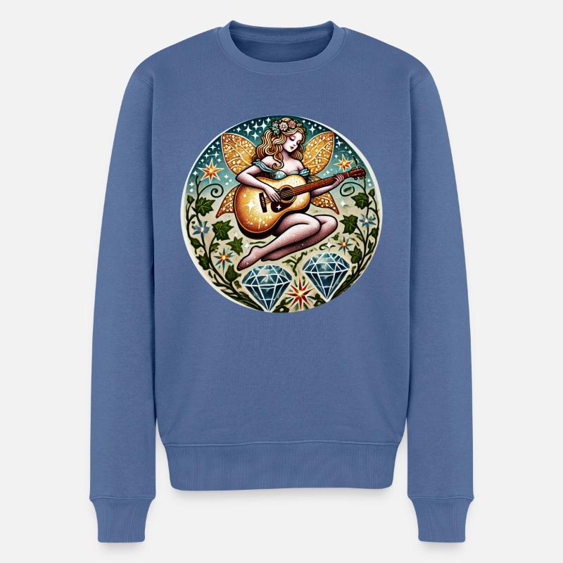 Gitarre Fee - Männer Premium Bio Pullover - Taubenblau