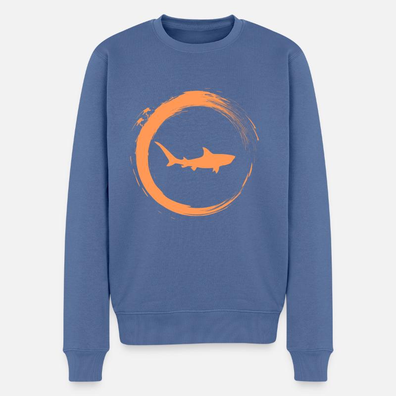 Hai - Männer Premium Bio Pullover - Taubenblau