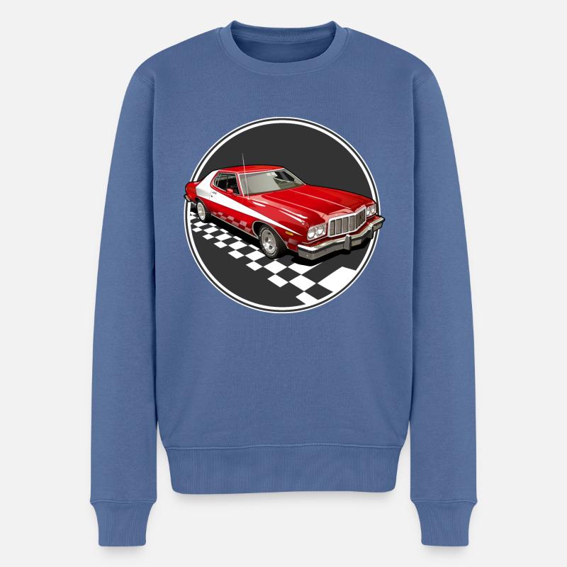 Rotes Auto - Männer Premium Bio Pullover - Taubenblau