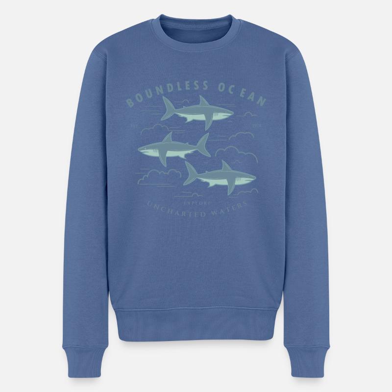 Grenzenloses Meer, erkunden Sie unbekannte Gewässer - Männer Premium Bio Pullover - Taubenblau