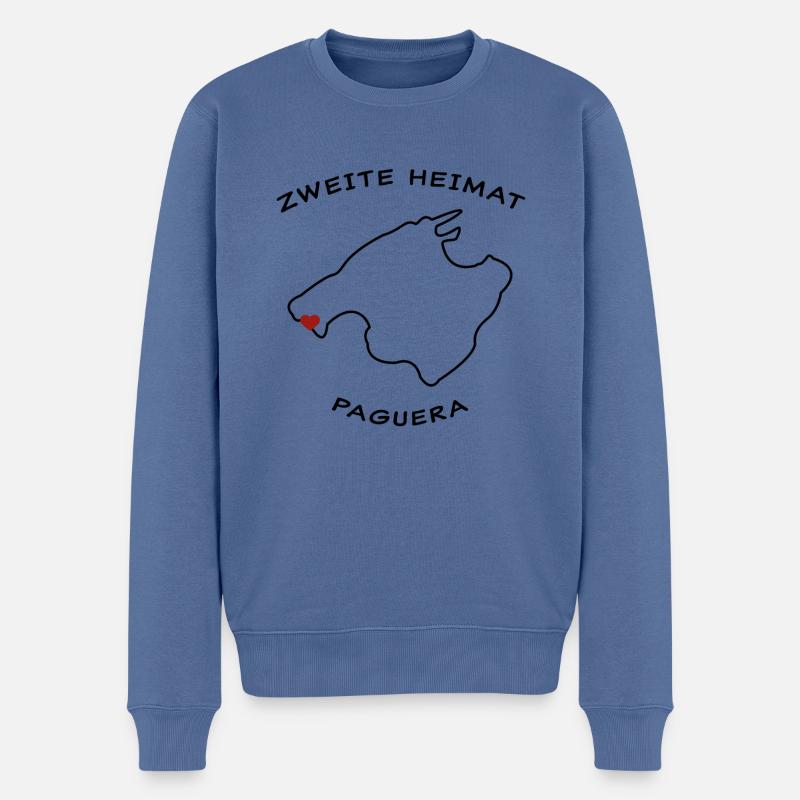 Mallorca Design - Zweite Heimat Paguera mit Herz - Männer Premium Bio Pullover - Taubenblau