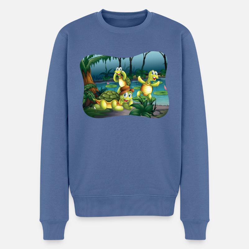 Turtle Party - Männer Premium Bio Pullover - Taubenblau