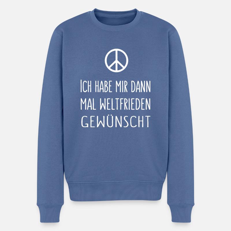 Ich habe mir dann mal Weltfrieden gewünscht 2 - Männer Premium Bio Pullover - Taubenblau