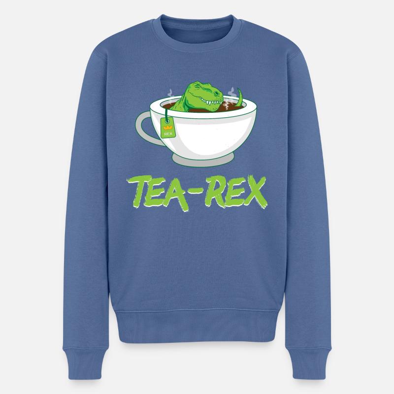 Tea-Rex (T-Rex) Tyrannosaurus Rex - Männer Premium Bio Pullover - Taubenblau