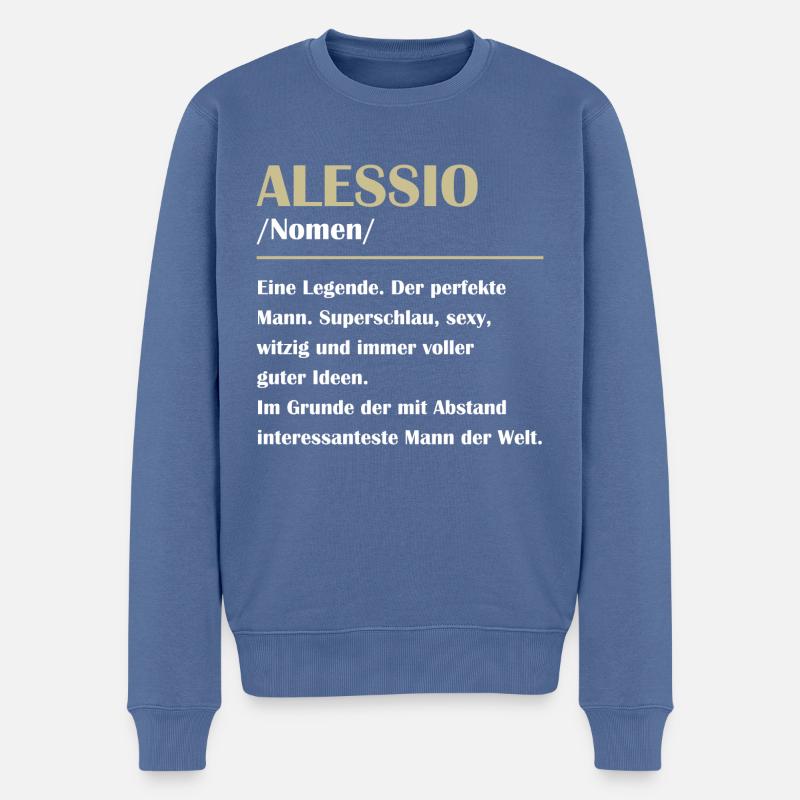 Alessio - Männer Premium Bio Pullover - Taubenblau