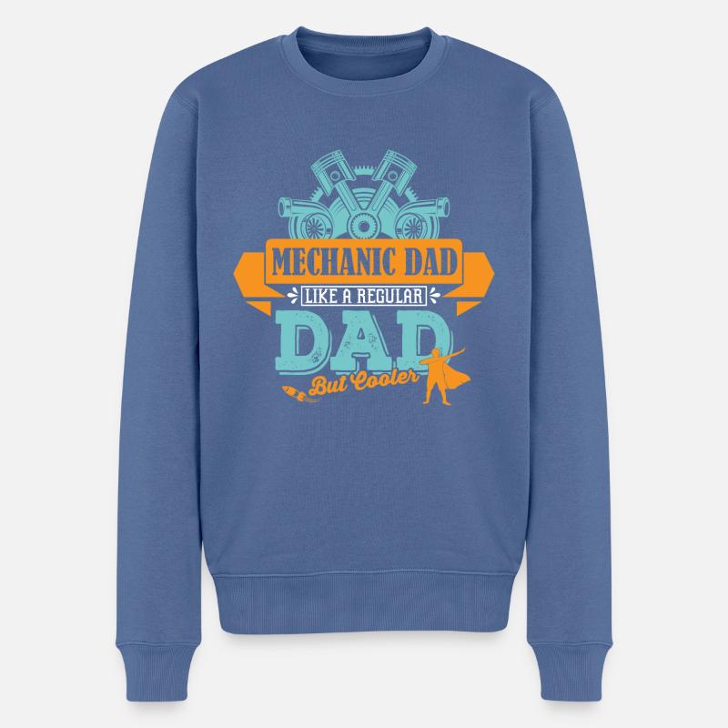 Mechaniker Vater cooler Papa - Männer Premium Bio Pullover - Taubenblau