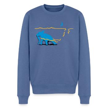 There is still something behind the horizon. - Men's Premium Organic Jumper - stone blue - Front - Nico (187cm)