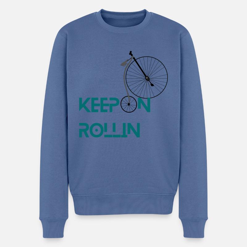 Keep On Rollin - Männer Premium Bio Pullover - Taubenblau