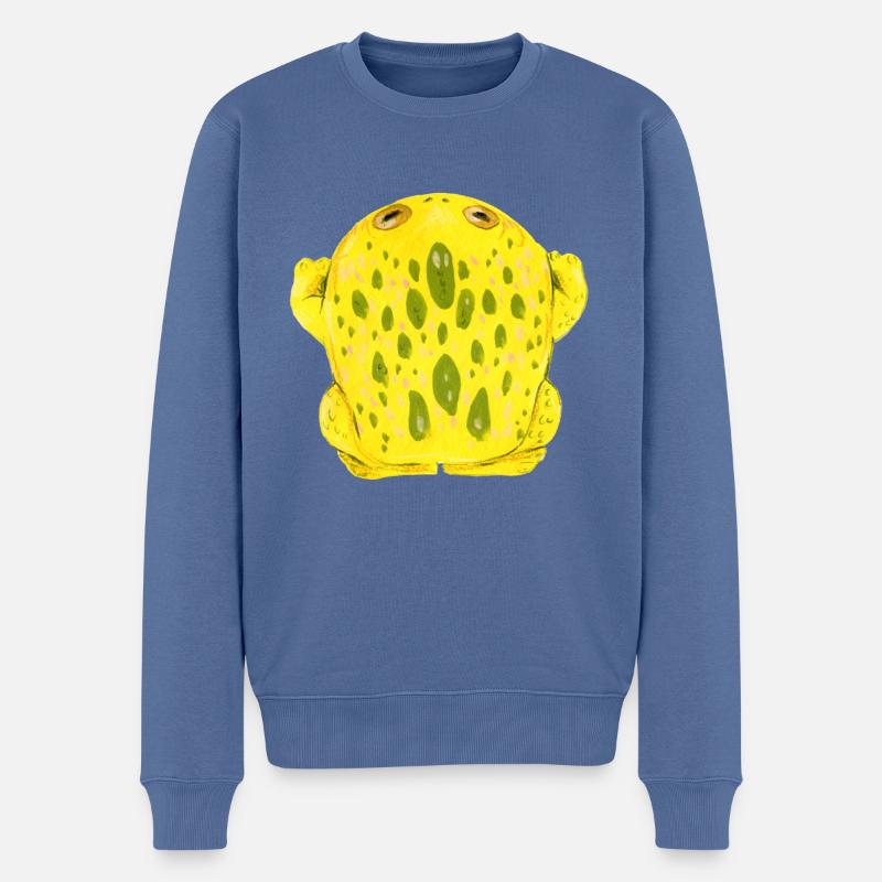 Frosch Kröte Gelb - Männer Premium Bio Pullover - Taubenblau